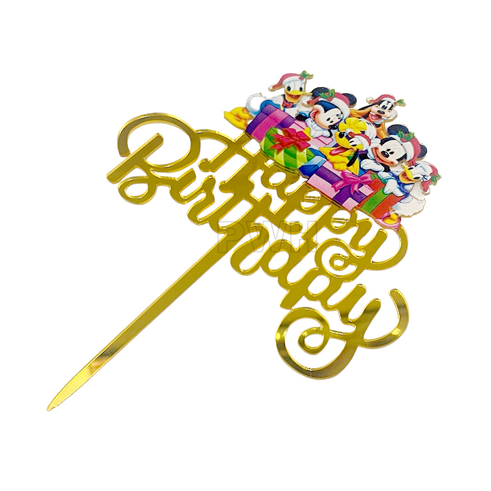 Minnie Mouse Happy Birthday acrylic cake topper for kids birthday cake decoration available wholesale from Party Wholesale Hub