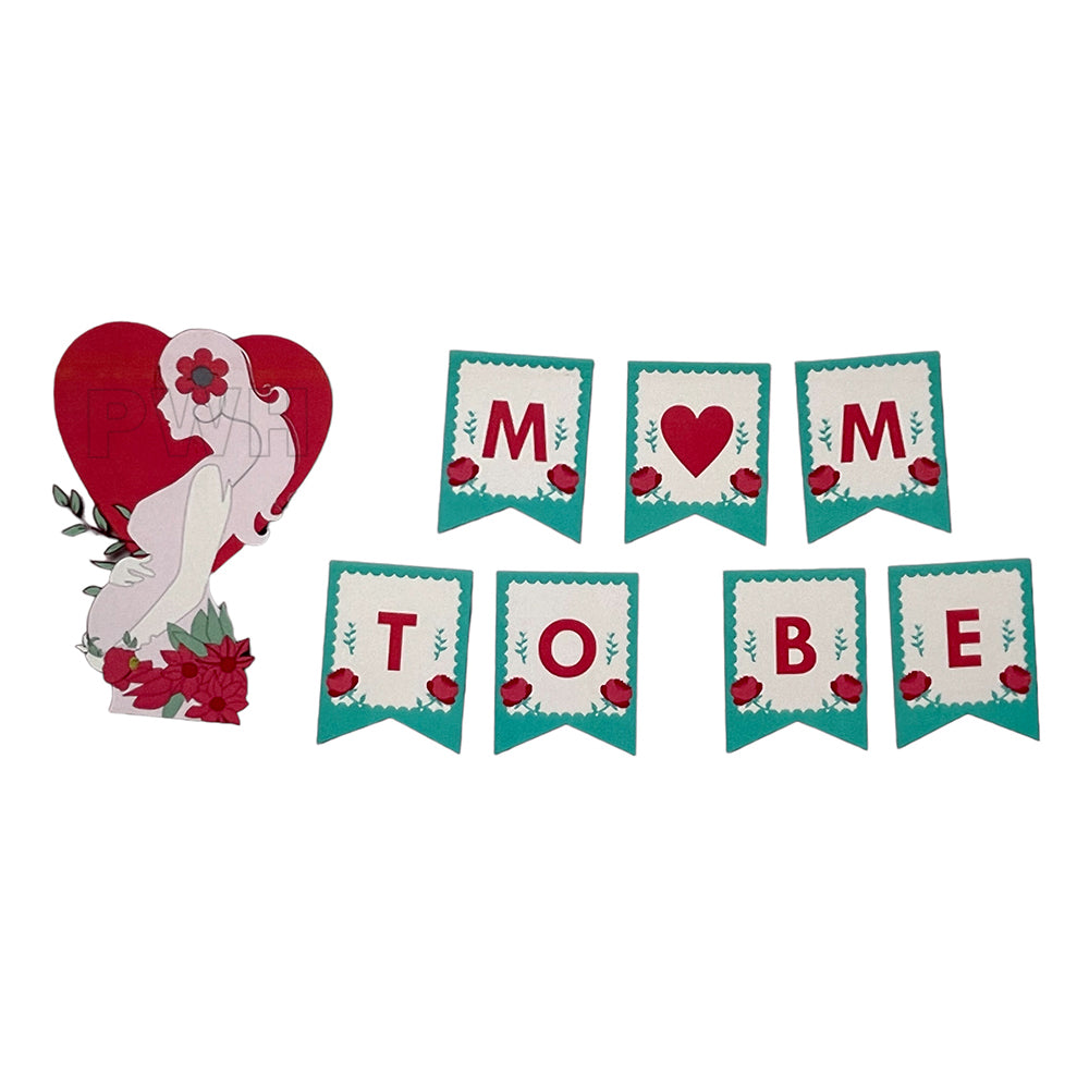 MOM TO BE decorative paper wall banner for baby shower backdrop, mom-to-be celebration, dessert table decoration, and photo booth available in bulk from Party Wholesale Hub.