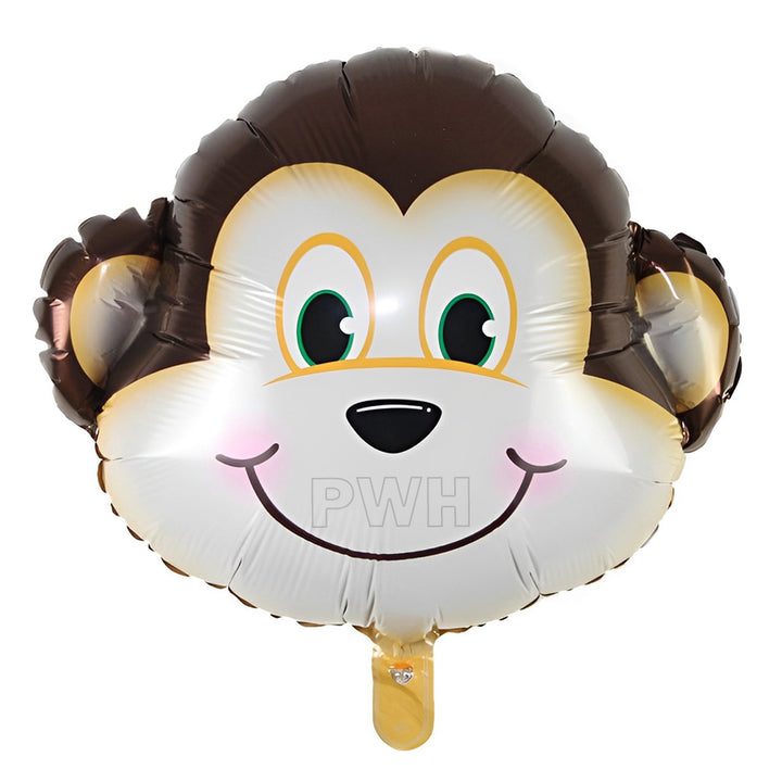 18 inch monkey face printed foil balloon for jungle theme, safari birthday, zoo party, and kids celebration decoration from Party Wholesale Hub.