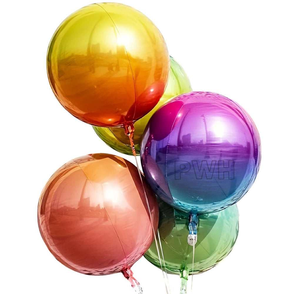Multi Color Rainbow 4D Mylar aluminium foil balloon with glossy metallic finish for birthday parties, weddings, balloon bouquets, and luxury event decoration from Party Wholesale Hub.