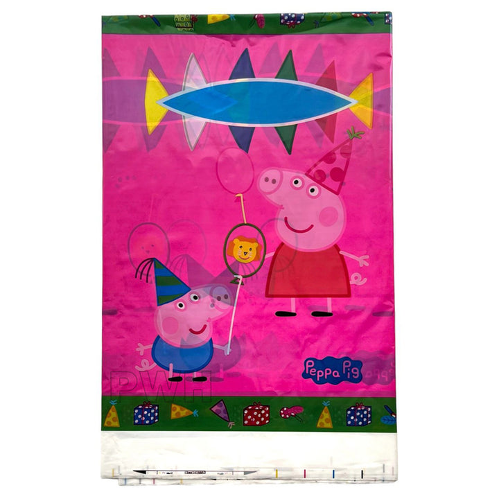 Peppa Pig theme plastic table cover with colorful character print for kids birthday parties and themed event table decoration from Party Wholesale Hub India.