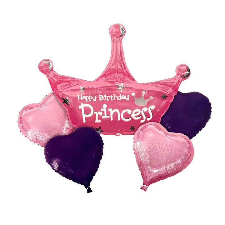 Princess 5-in-1 birthday Mylar foil balloons bouquet set for girls birthday party decoration wholesale supplier in India