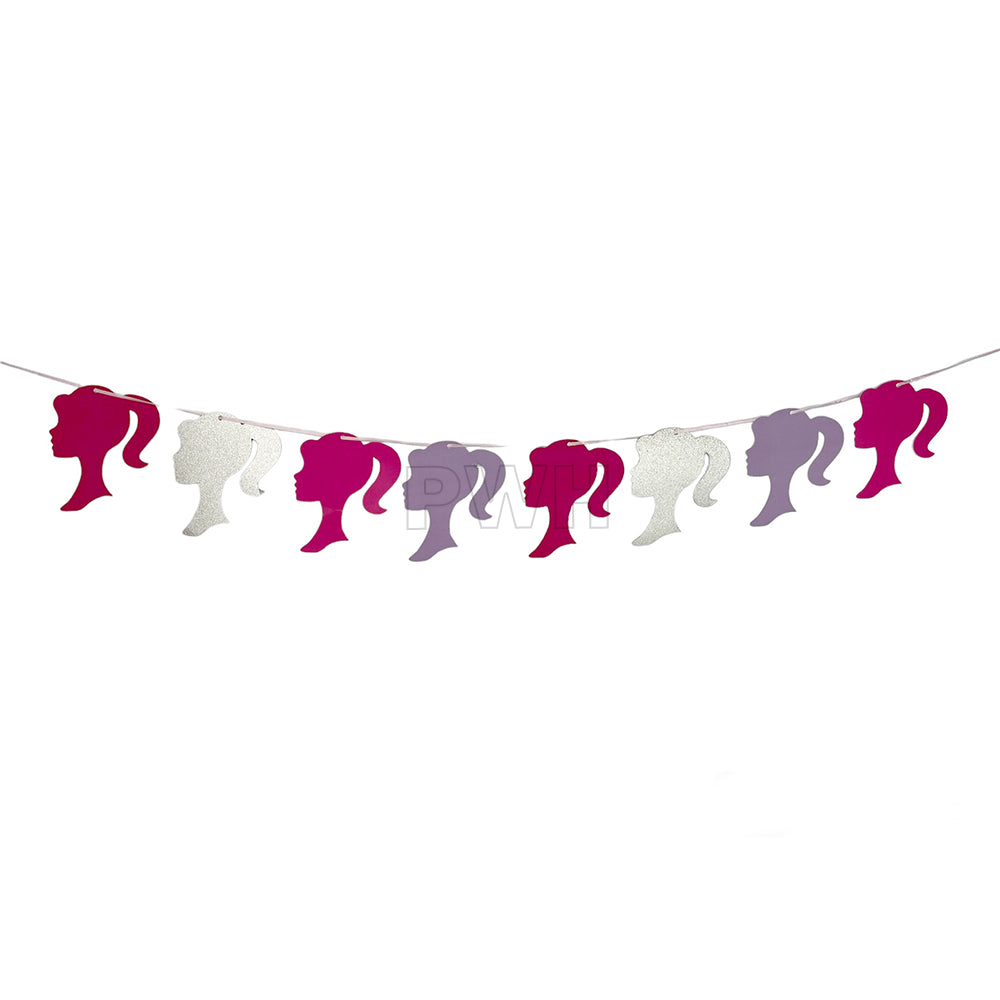 Princess Head paper wall bunting for girls' princess theme birthday party decoration, wall backdrop, dessert table décor, and photo booth available in bulk from Party Wholesale Hub.