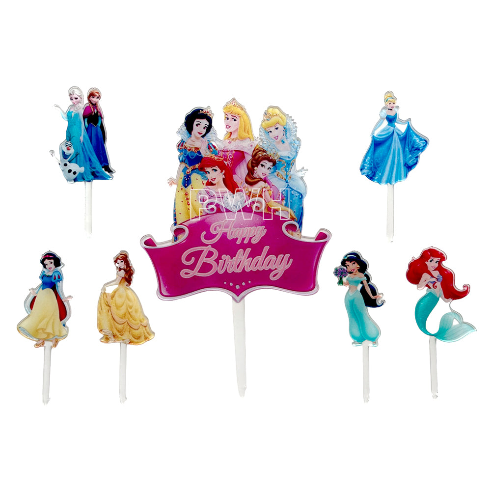 Princess Theme Birthday Cake Topper Set in assorted colors for kids princess birthday cake decoration available wholesale from Party Wholesale Hub