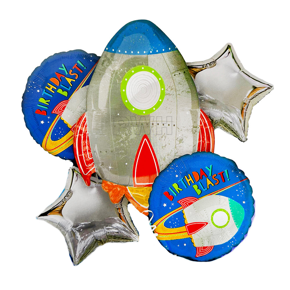 Space Rocket theme 5-in-1 Mylar foil balloon set for space birthday party decoration wholesale supplier in India