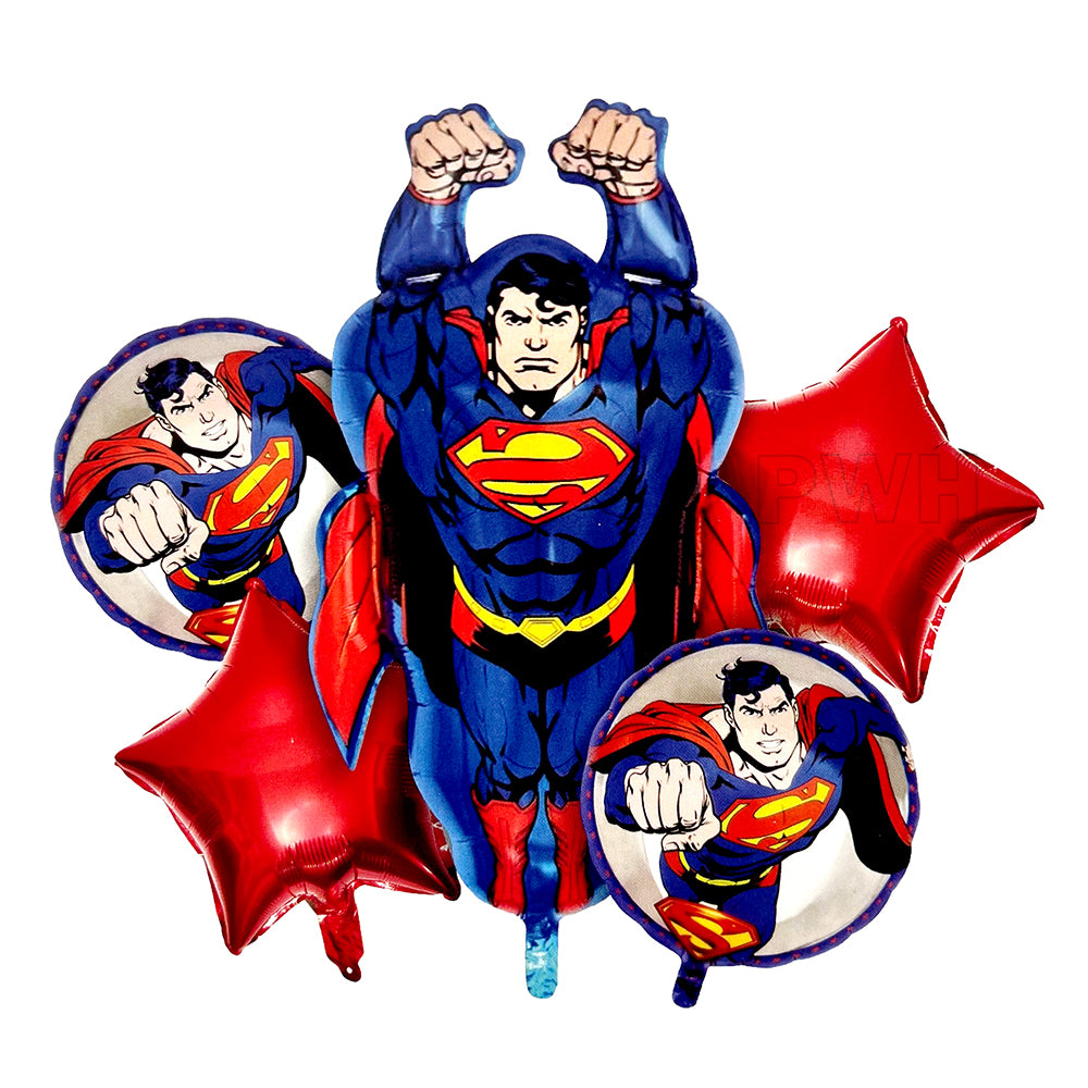 Superman theme 5-in-1 Mylar foil balloon set for superhero birthday party decoration wholesale supplier in India