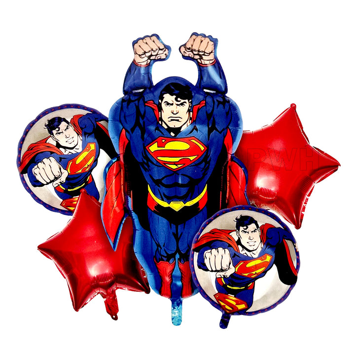 Superman theme 5-in-1 Mylar foil balloon set for superhero birthday party decoration wholesale supplier in India