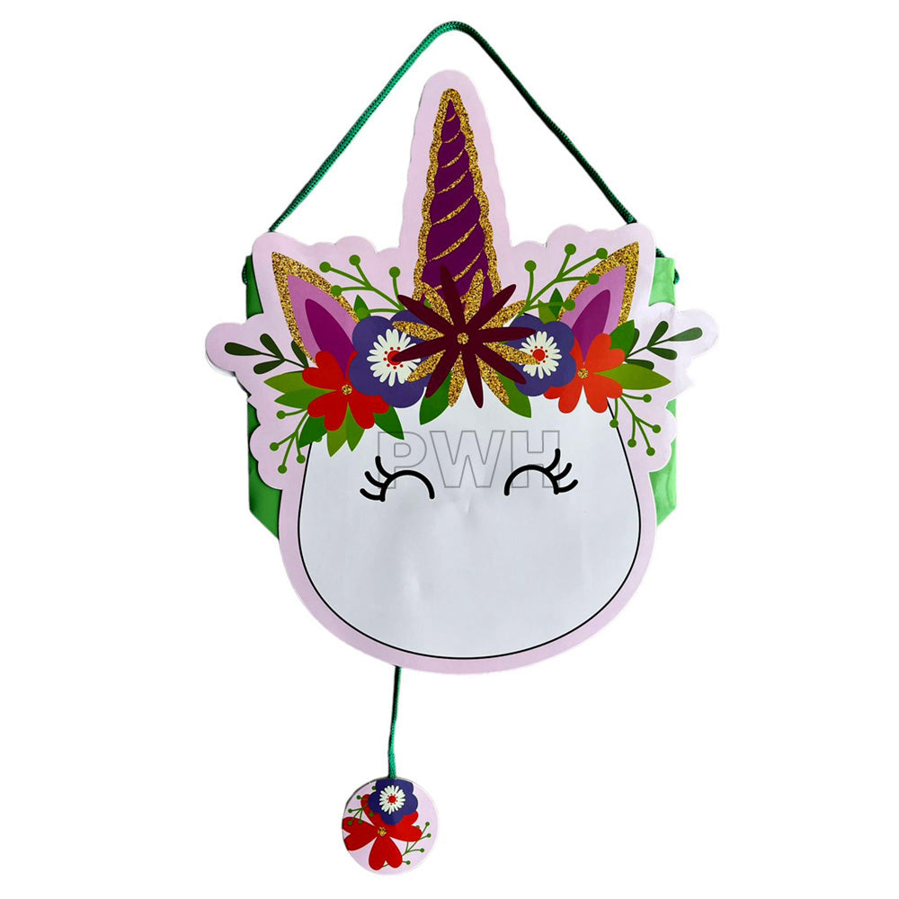 Unicorn theme pinata decoration for unicorn birthday party, baby shower, and party game available wholesale from Party Wholesale Hub