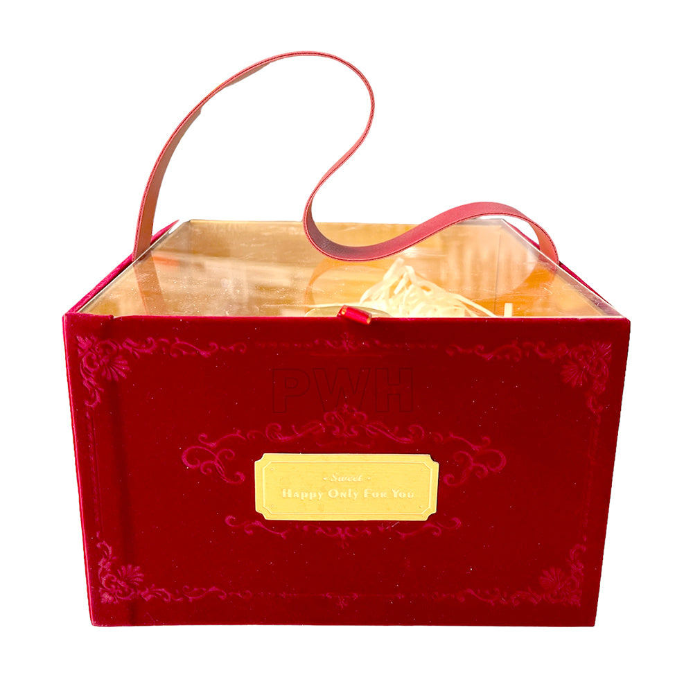 Premium velvet finish gift hamper box with soft-touch surface for festive gifting, cake packaging, corporate gifts, and luxury gift hampers