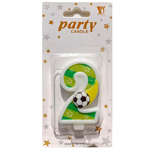 Soccer Theme Number Cake Candle Number 2 - Party Wholesale Hub