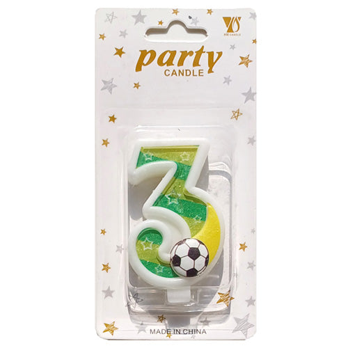 Soccer Theme Number Cake Candle Number 3 - Party Wholesale Hub