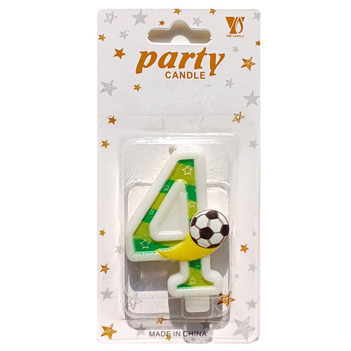 Soccer Theme Number Cake Candle Number 4 - Party Wholesale Hub