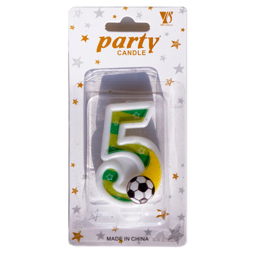 Soccer Theme Number Cake Candle Number 5 - Party Wholesale Hub