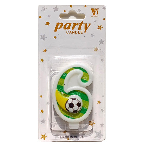 Soccer Theme Number Cake Candle Number 6 - Party Wholesale Hub