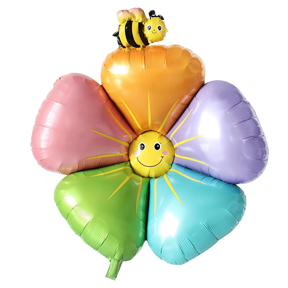Sunflower with Honeybee Mylar Foil Balloon for garden, bee theme and birthday party decoration available at wholesale from Party Wholesale Hub
