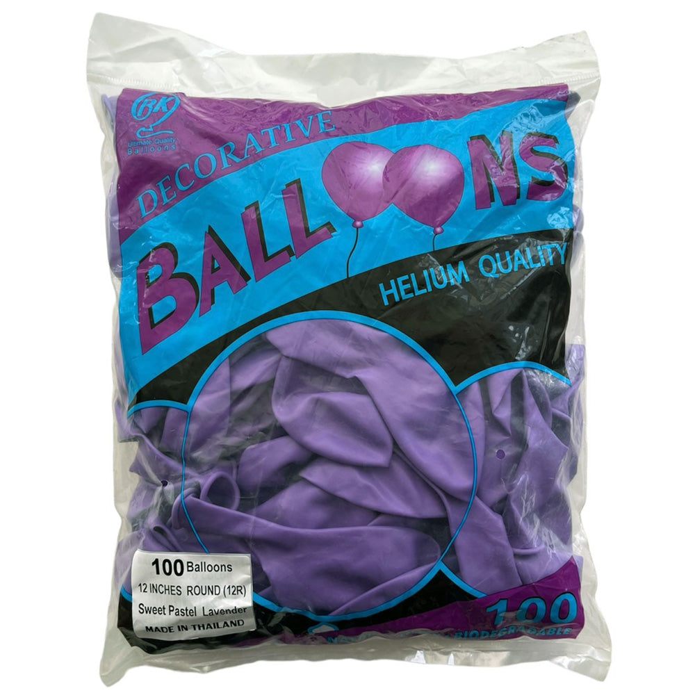 12" Sweet Pastel Latex Balloons - Pack - Lavendor - Party Wholesale Hub