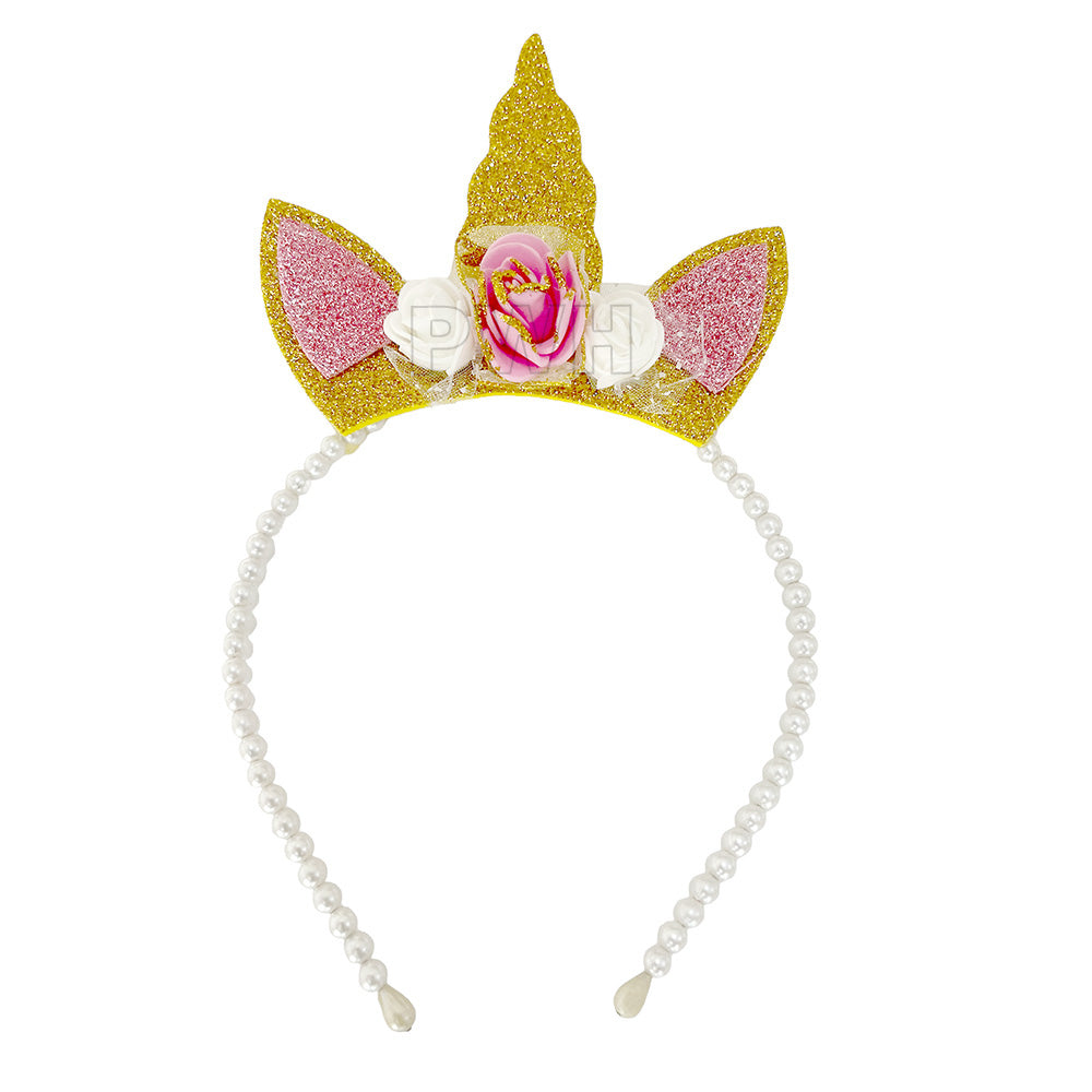 Unicorn glitter pearl head band for kids birthday parties and unicorn theme celebrations from Party Wholesale Hub India
