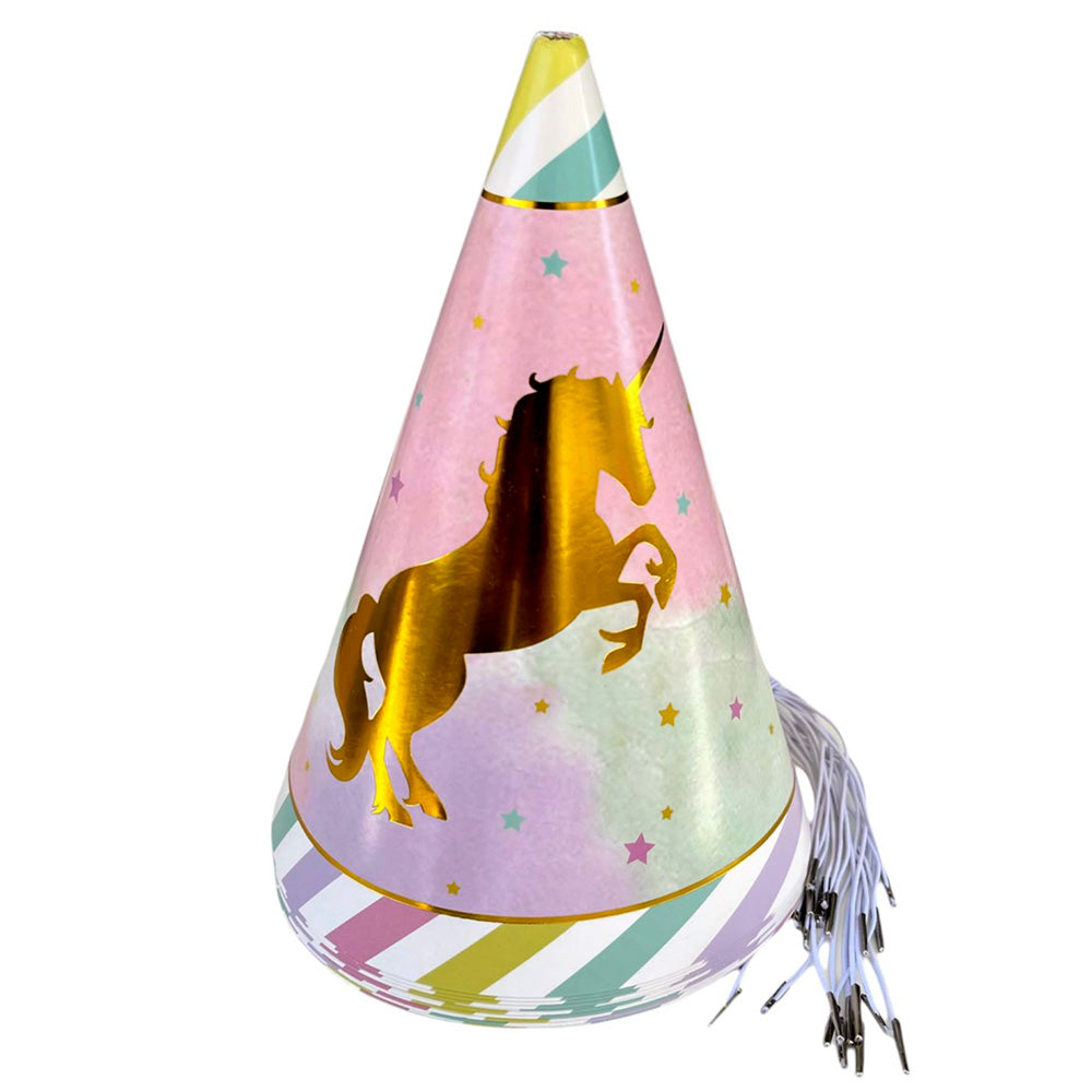 Unicorn Theme Glossy Birthday Caps  - Open- Party Wholesale Hub