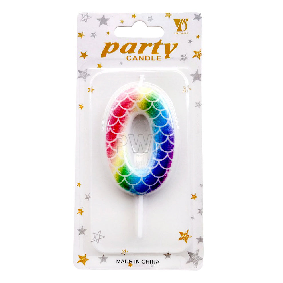 Mermaid Scale Number Cake Candle available in digits 0 to 9 premium birthday cake decoration candle for mermaid theme celebrations from Party Wholesale Hub