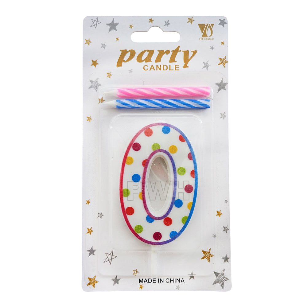 Polka Dots Number Cake Candle available in digits 0 to 9 colorful birthday cake decoration candle for wholesale from Party Wholesale Hub