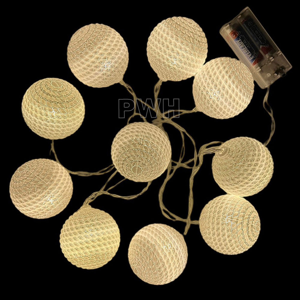 White Lantern Decorative String LED Lights - 10 Balls Series