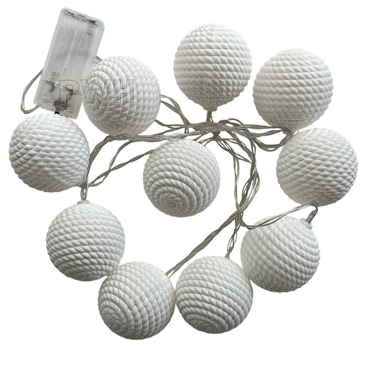 White Lantern Decorative String LED Lights - 10 Balls Series