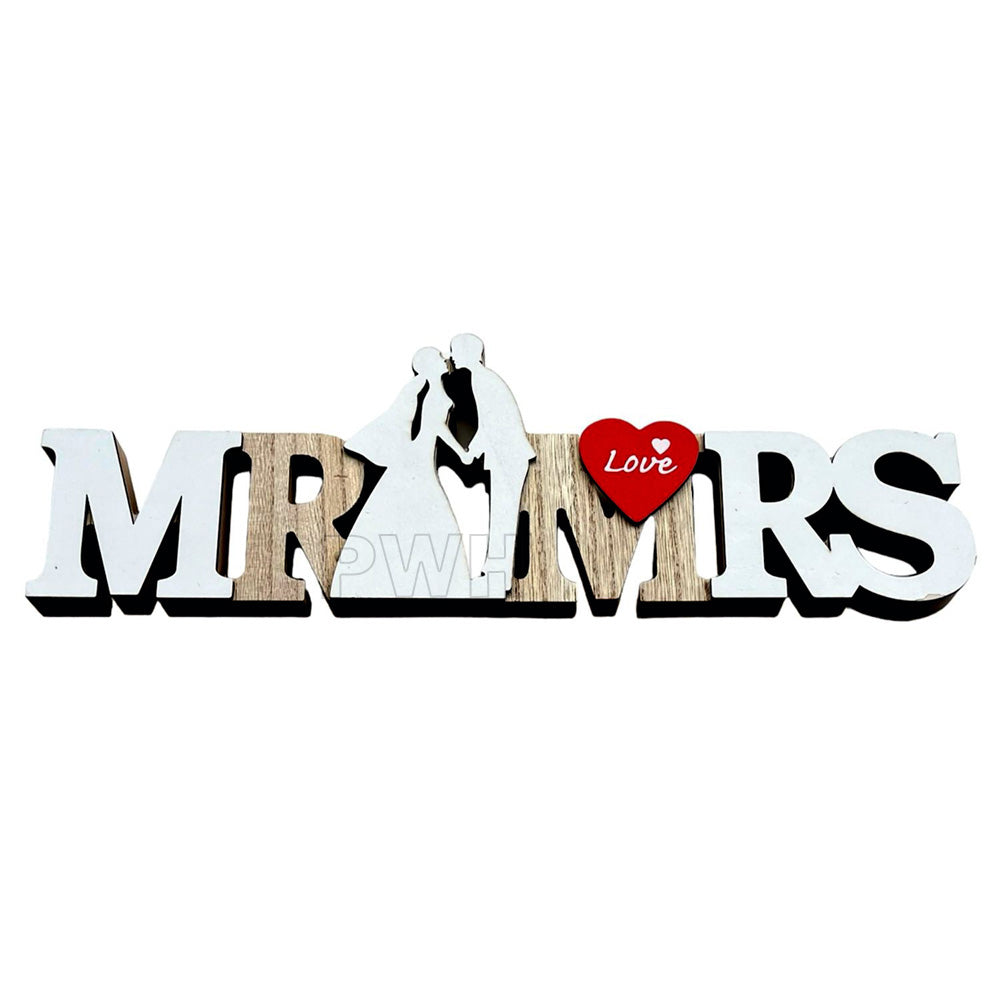 Wooden Mr. & Mrs. wedding table décor for wedding, anniversary and engagement decoration available at wholesale prices.